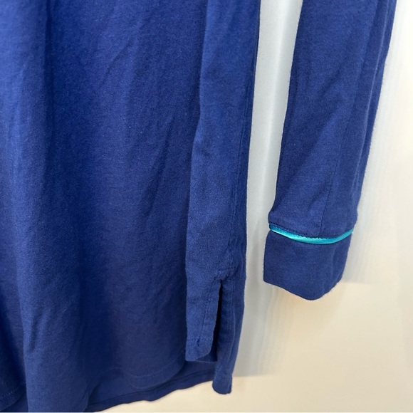 Cosabella Navy Blue and Aqua Scoop Neck Long Sleeve Night Shirt, Size Medium - Picture 4 of 8